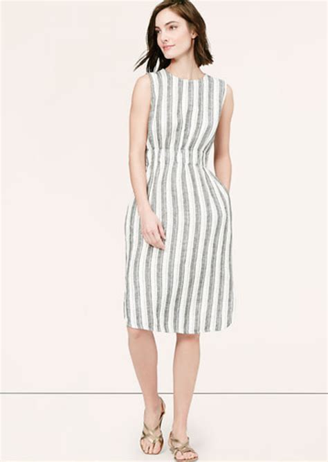 loft striped dress|loft linen dress.